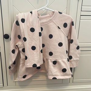 3T Grayson Mini pink polka dot top/bottom set